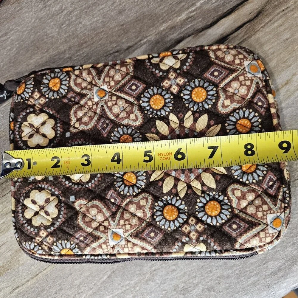 Vera Bradley Canyon eReader eBook Sleeve 8.5x6.5‎ Padded Zip Pencil Pouch Brown